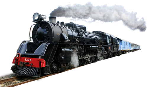 a black and red train
