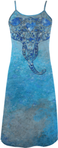 a blue dress with an elephant on it