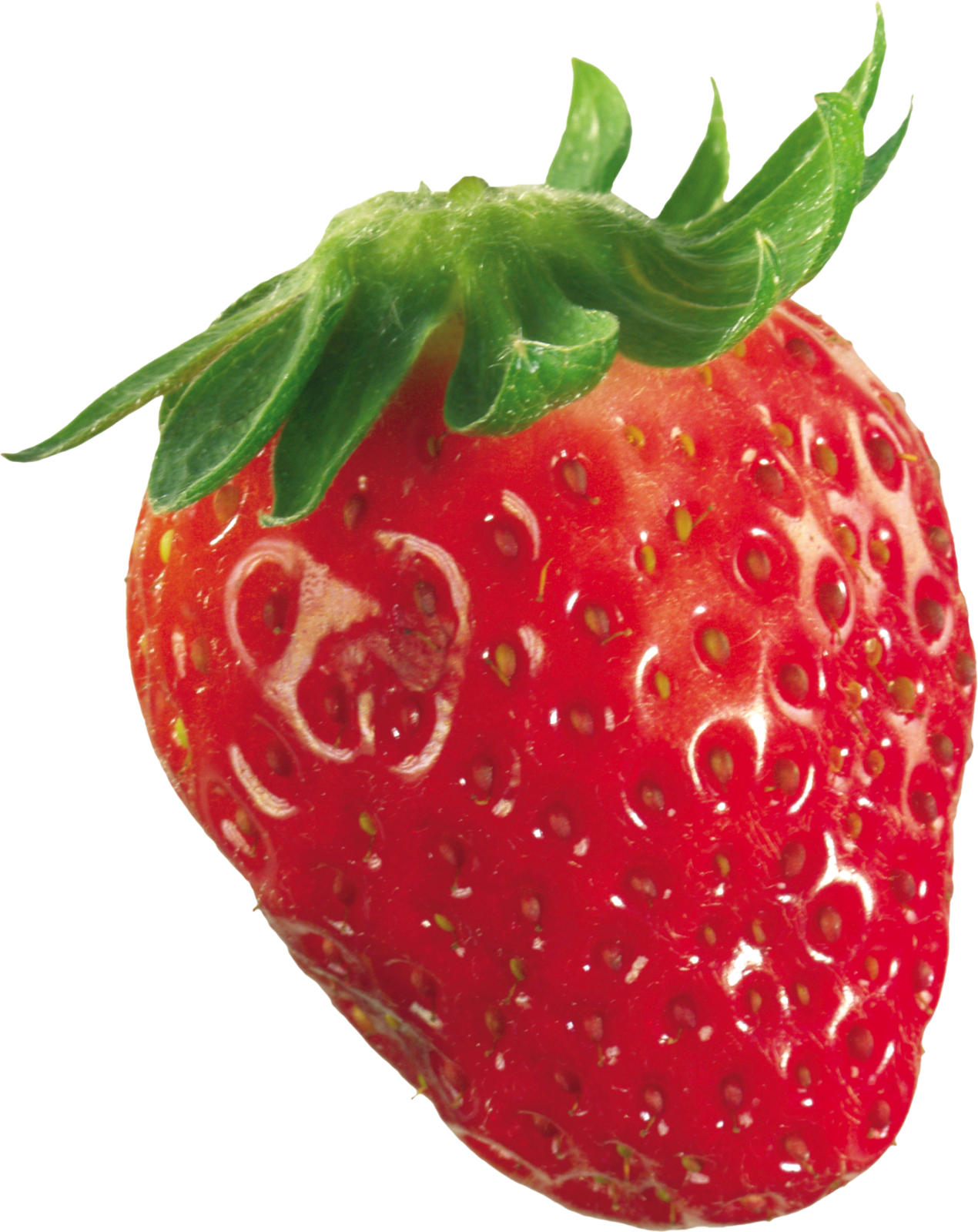 a close up of a strawberry on a white background