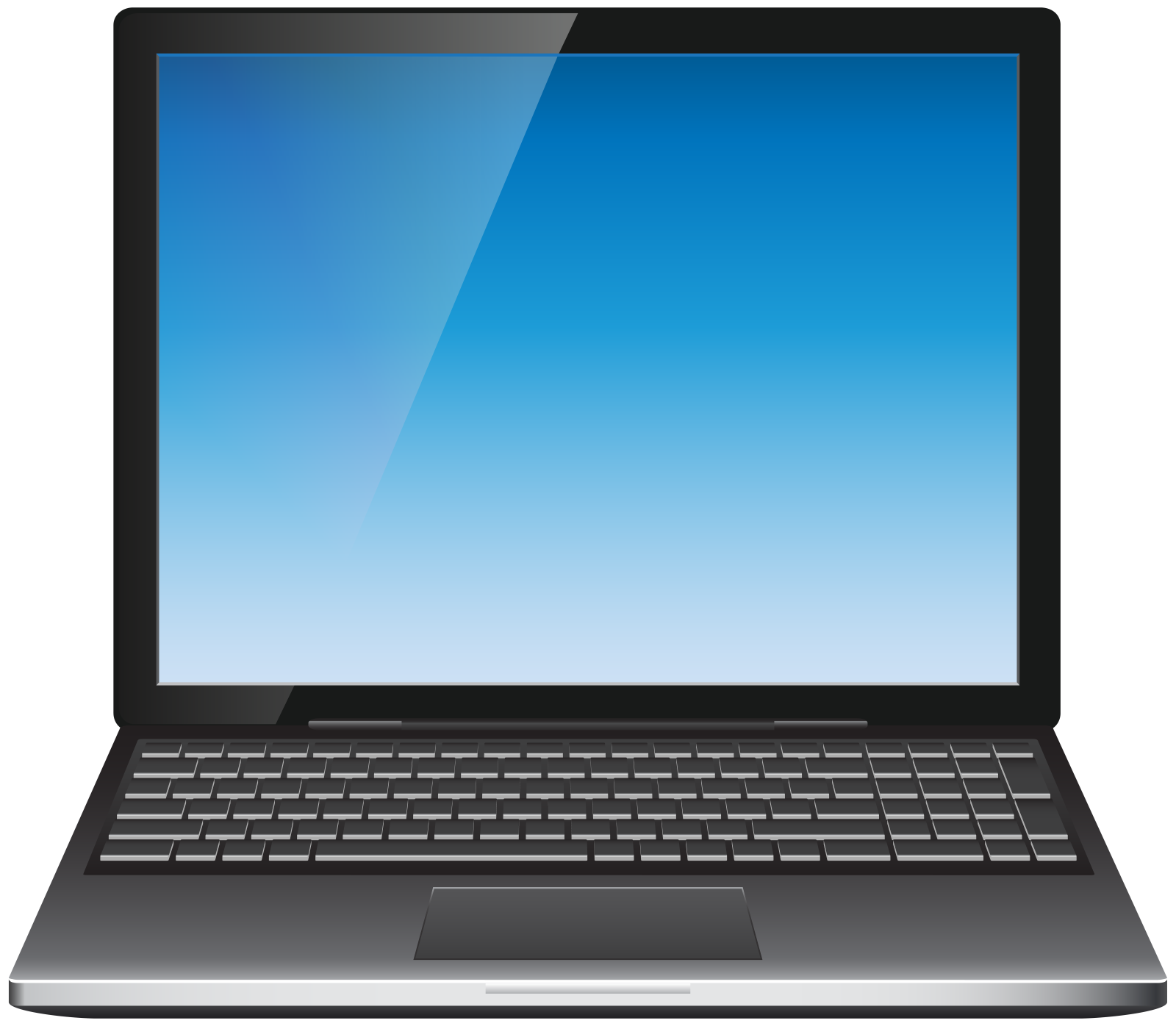 a laptop computer with a blank screen
