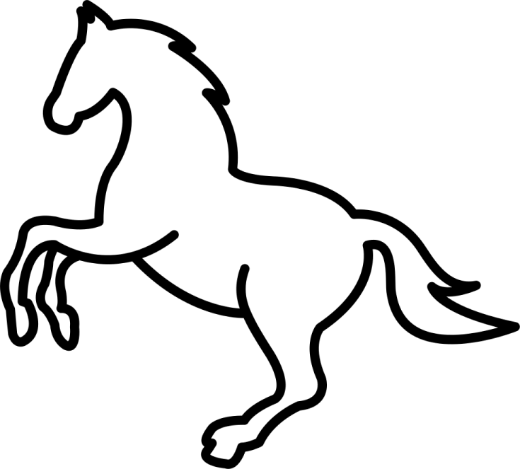 a black and white drawing of a horse
