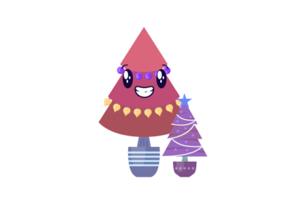 a cartoon character holding a christmas tree