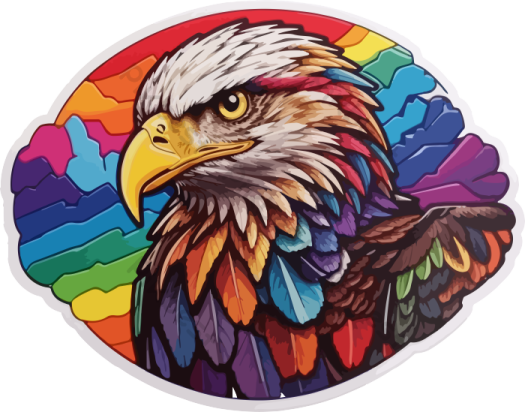 a sticker with an eagle on it's head