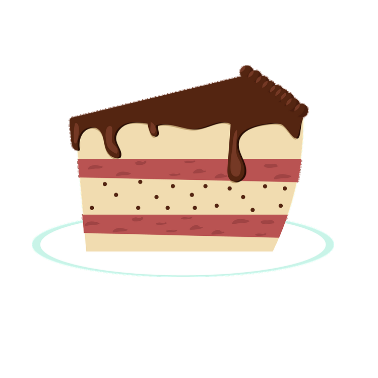 a piece of cake with chocolate on top