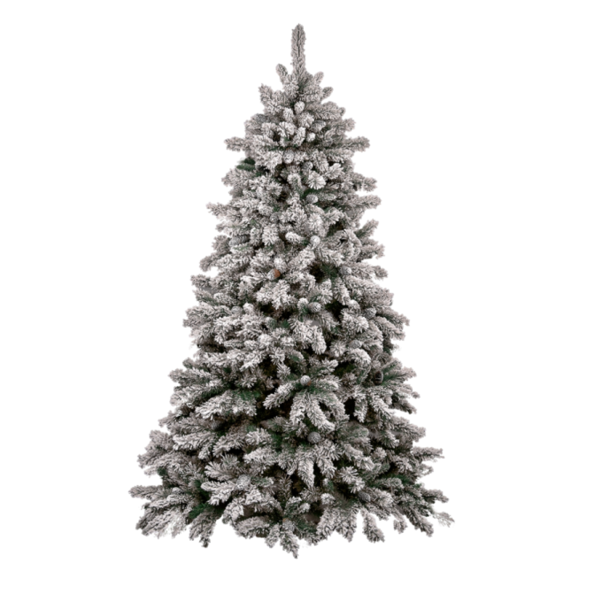 a white christmas tree with snow on it