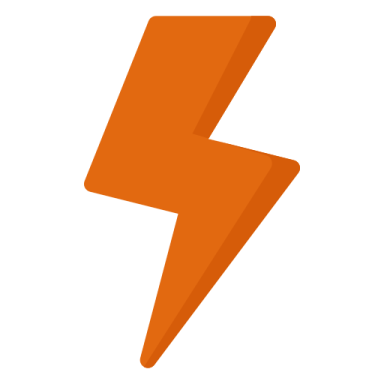 an orange lightning bolt on a white background