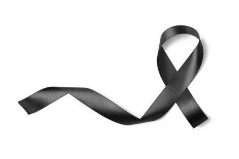 a black ribbon on a white background