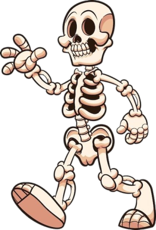 a cartoon skeleton running