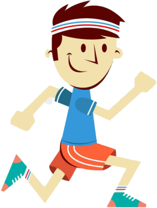 a cartoon boy running