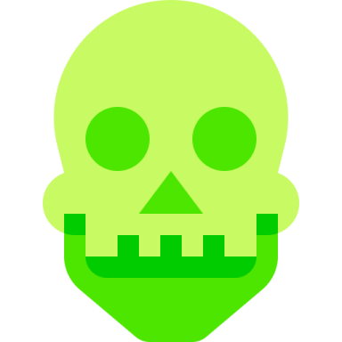 a skull with green eyes