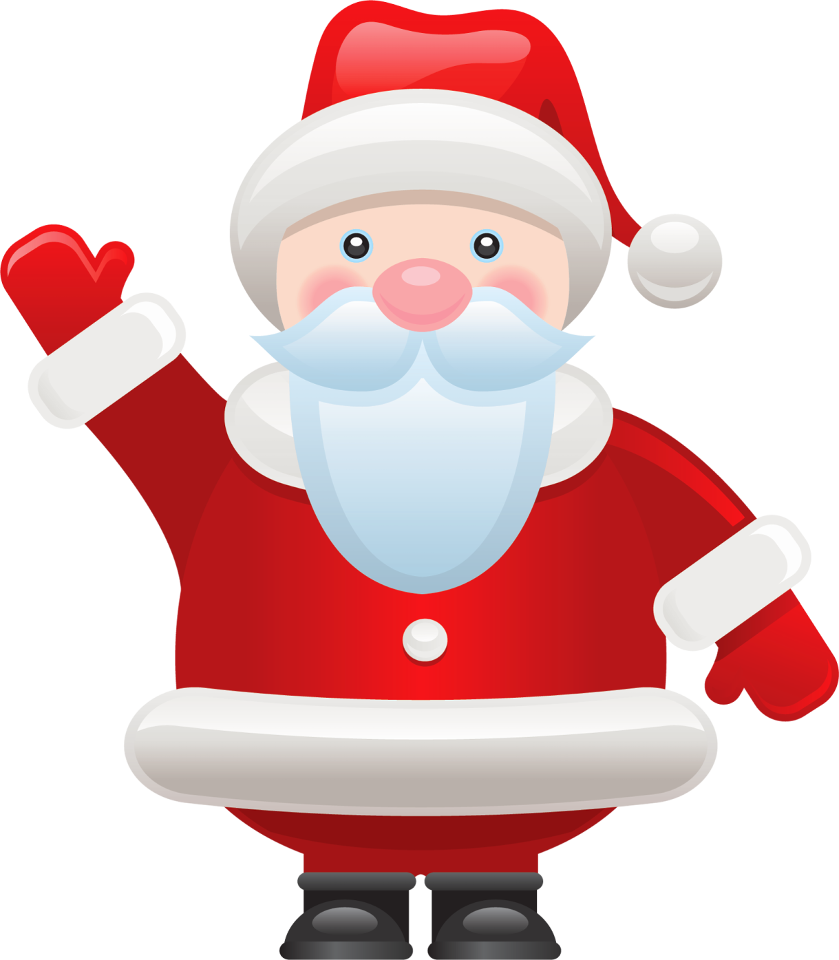 a cartoon santa claus with his hands up