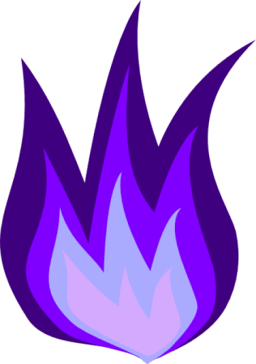 a purple fire with blue flames on it