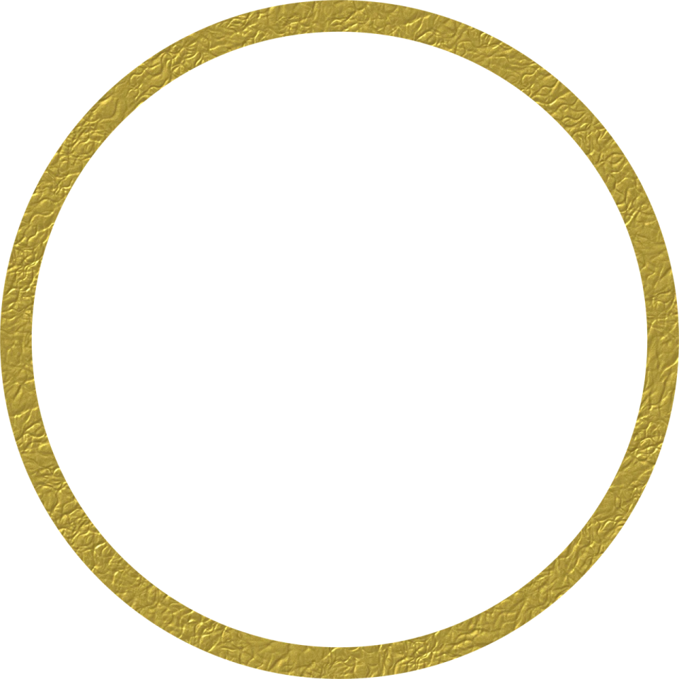 a gold circle with a white background