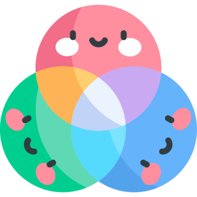 a group of four circles with different faces