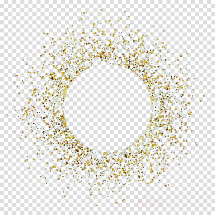 a circle of gold glitters on a transparent background