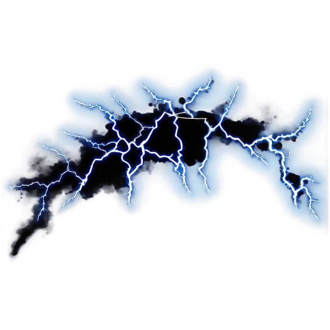 a black and blue lightning on a white background