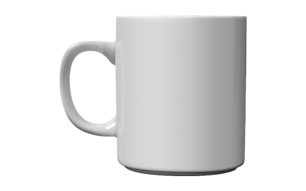 a white mug sitting on top of a table