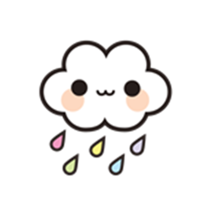a cartoon cloud with raindrops on it