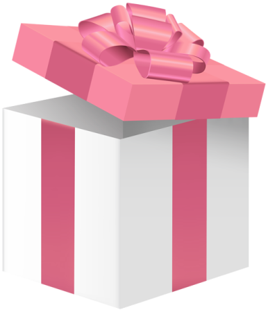 a pink and white gift box