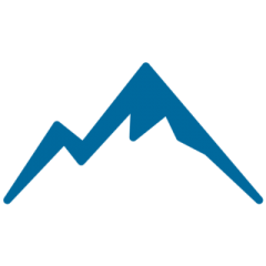 a blue mountain with a white background