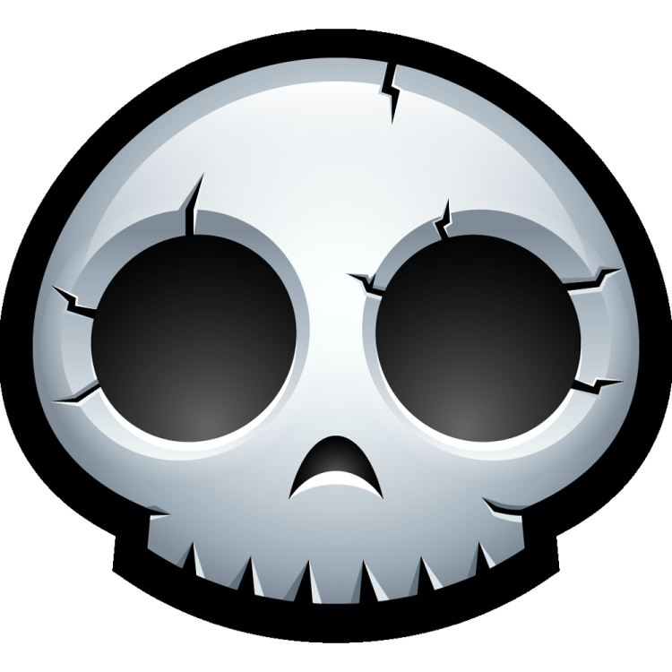 a white skull with black eyes