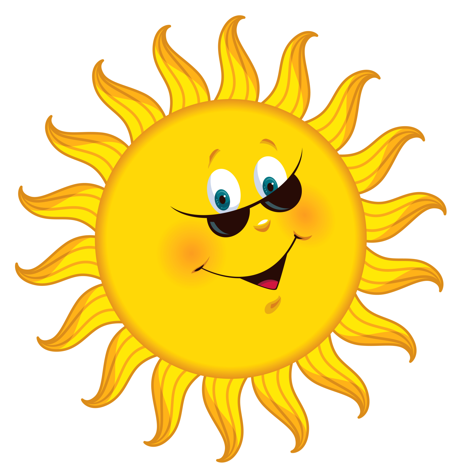 a cartoon sun with a big smile