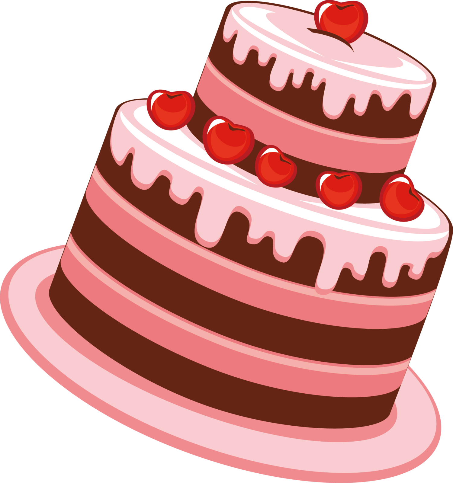 a three layer cake with cherries on top