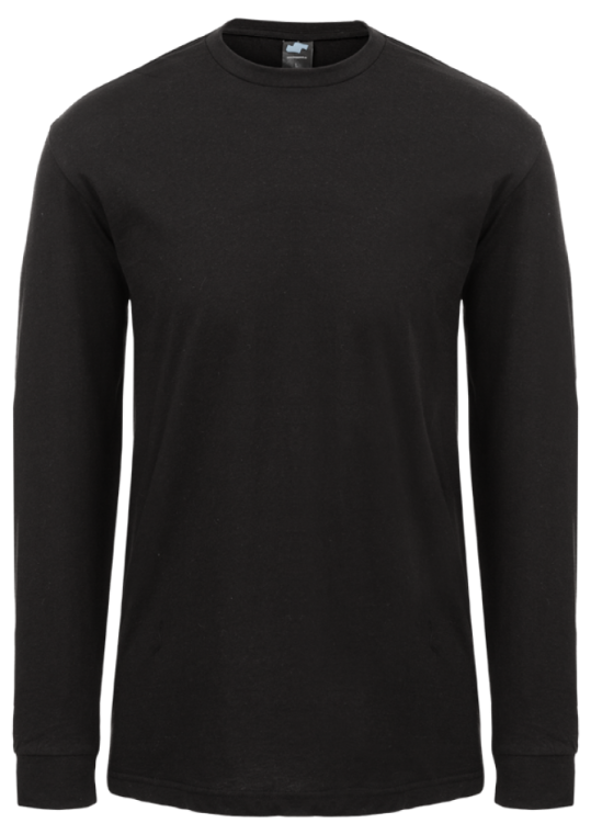 a photo of a black long sleeved t - shirt