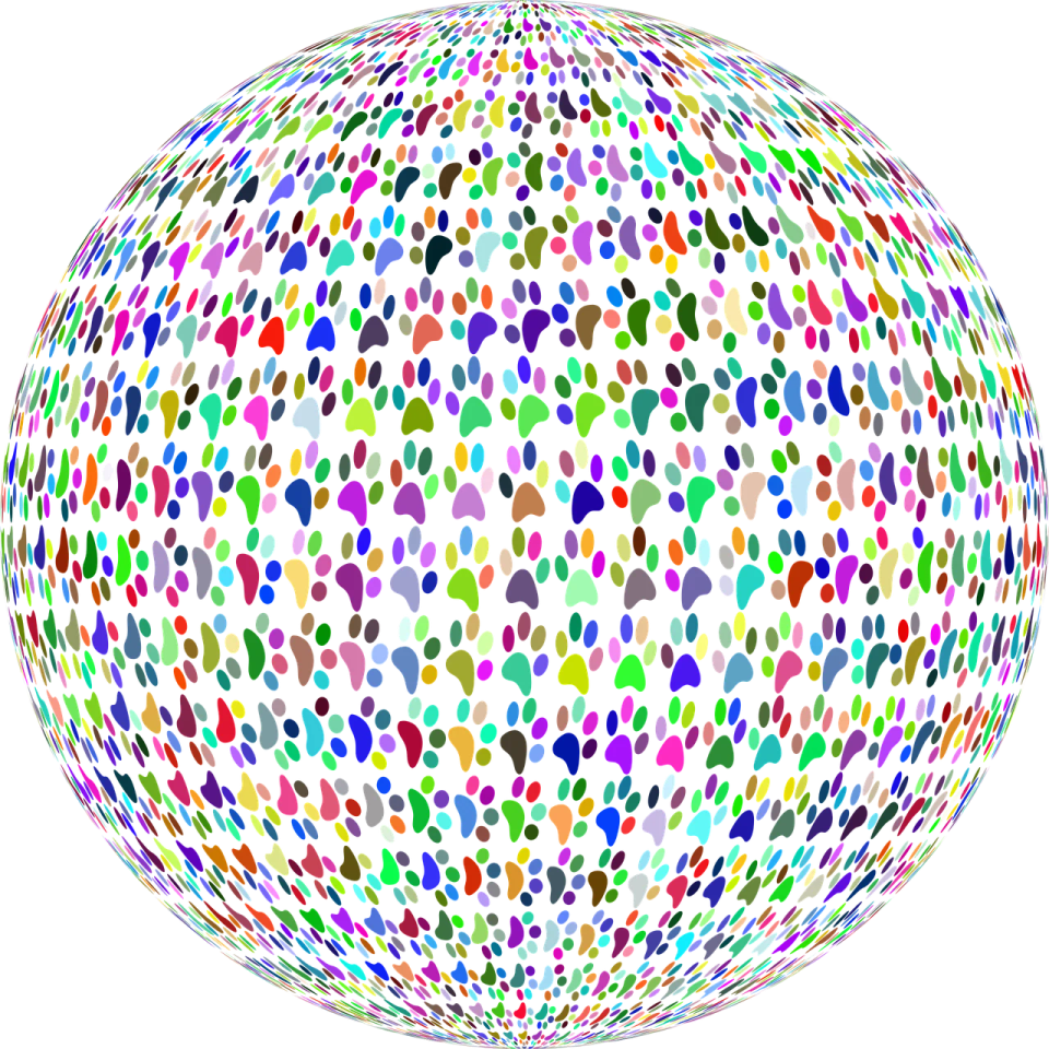 a sphere made up of different colored dots