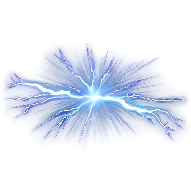a blue lightning bolt on a white background