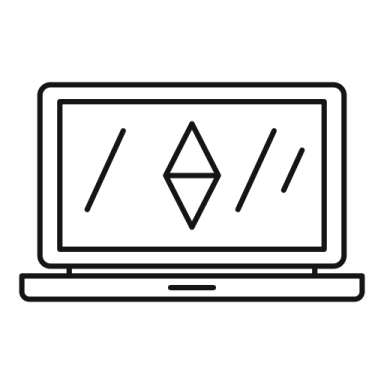 a laptop with an arrow on the screen