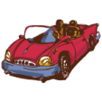 a red sports car with two people in it