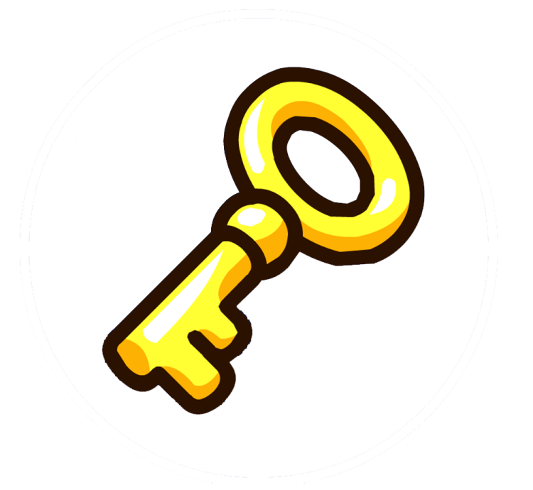 a yellow key on a white background