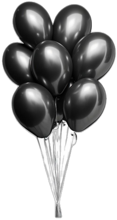a bunch of black balloons