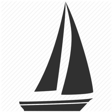 a black and white sailboat icon