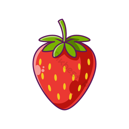 a red strawberry with green leaves on it