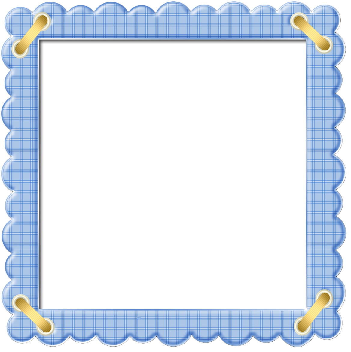 a blue frame with a gold ribbon around it