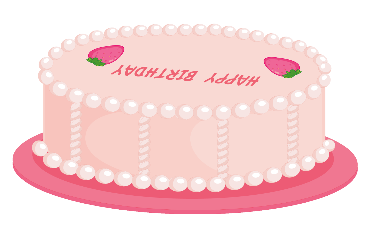 a pink cake with strawberries on top