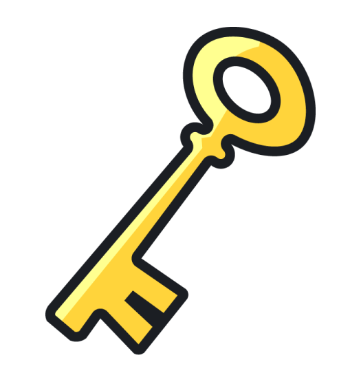 a golden key on a white background