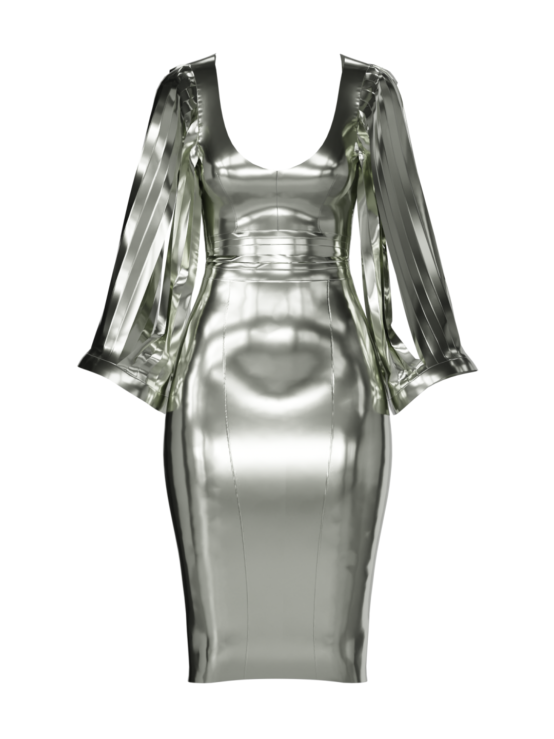 a silver dress on a white background