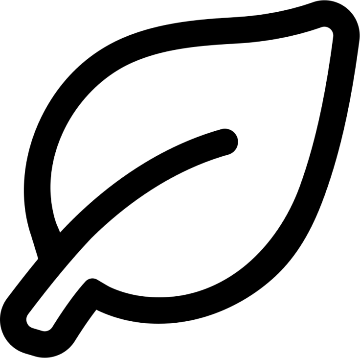 a black and white leaf icon