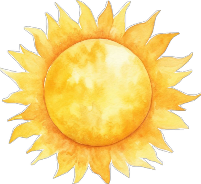 a watercolor drawing of a sun