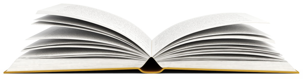 an open book on a white background