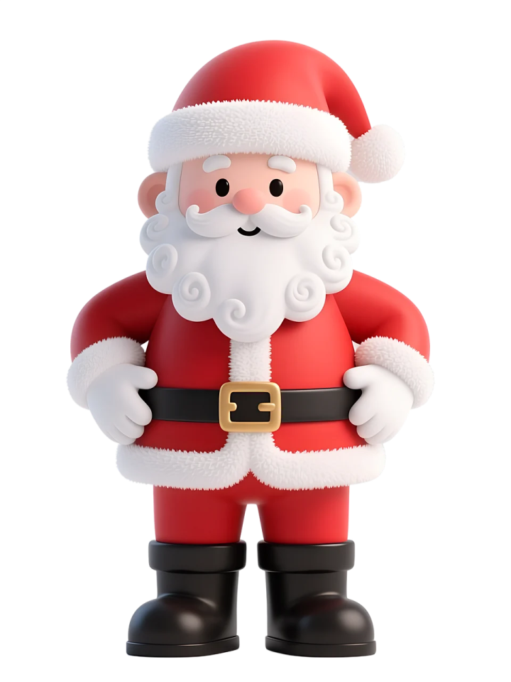 a santa claus with his hands in his pockets