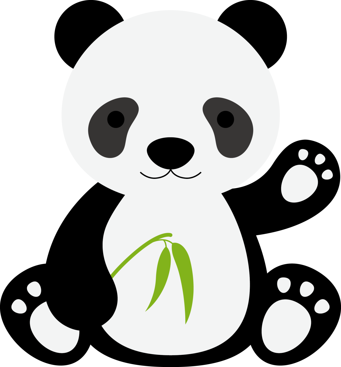 a panda bear with a green leaf in its mouth