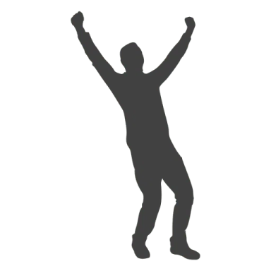 a silhouette of a man with his arms up
