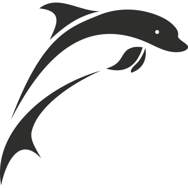 a black and white silhouette of a dolphin
