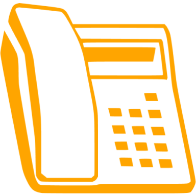 an orange and white phone icon