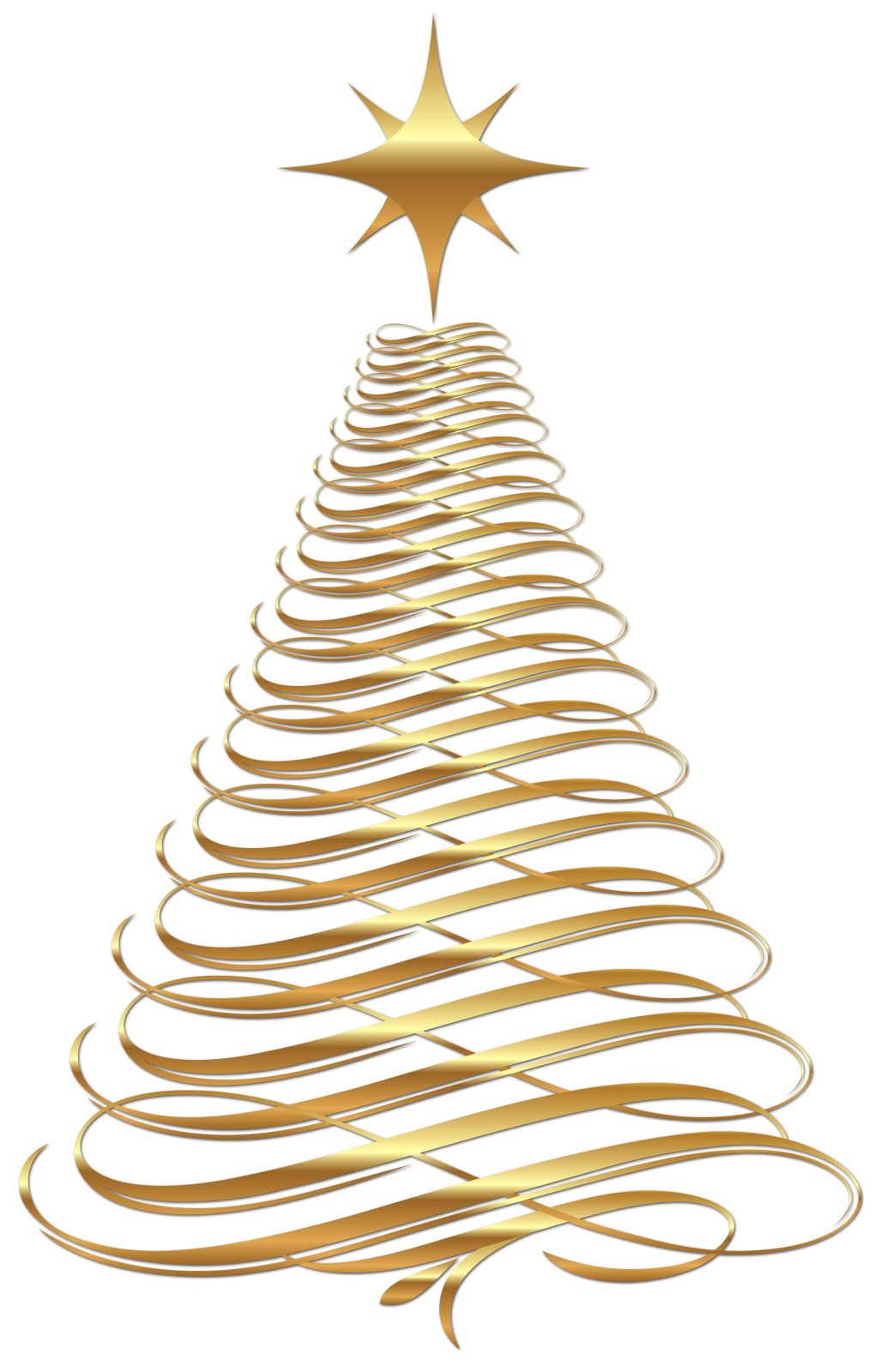 a gold christmas tree with a star