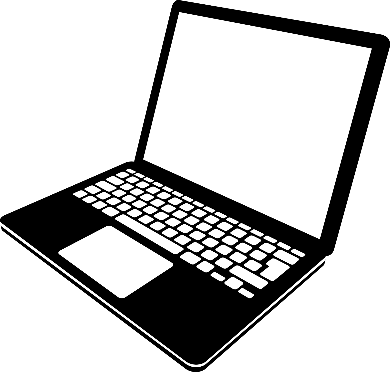 a laptop computer with a blank screen